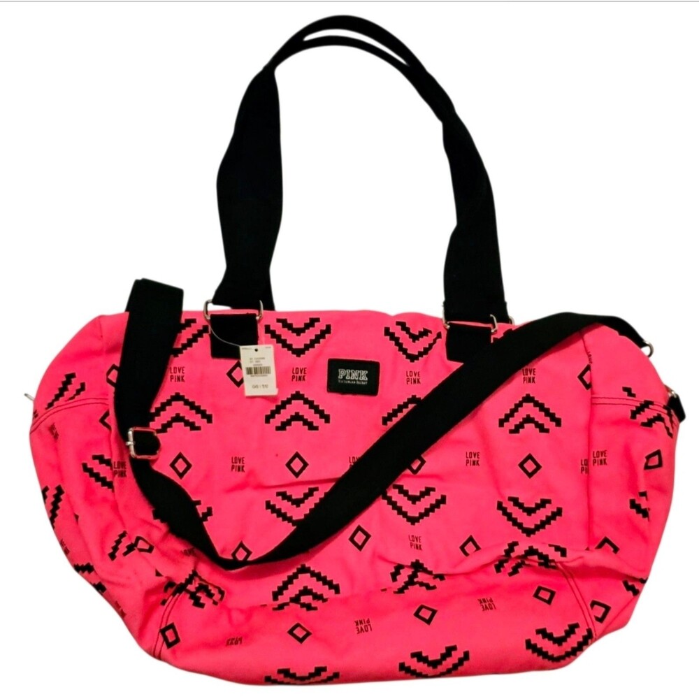 VICTORIA'S SECRET PINK Y2K VINTAGE DUFFLE CANVAS BAG gym field trip bag new WT